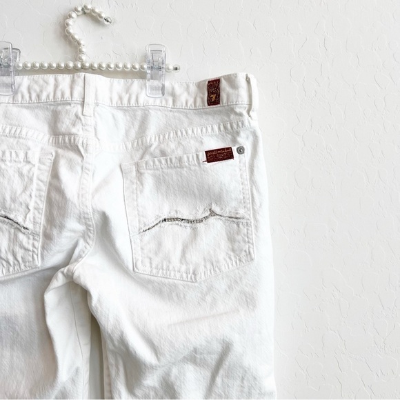 7 For All Mankind Women's Dojo Straight Leg Jeans White Slash Rhinestone 31 - Picture 6 of 8